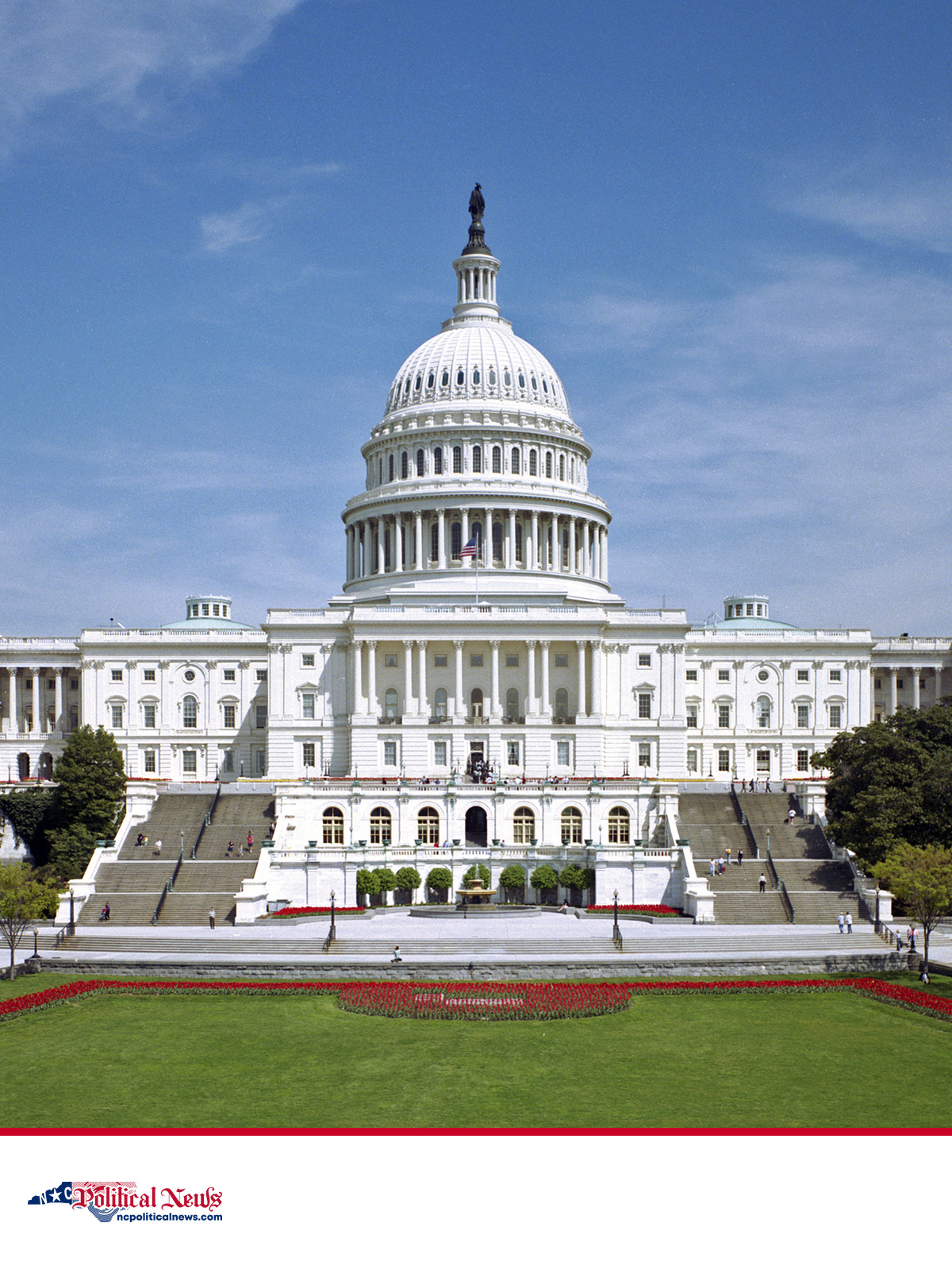 The west front of the U.S. Capitol in Washington, D.C., above the NC Political News footer.