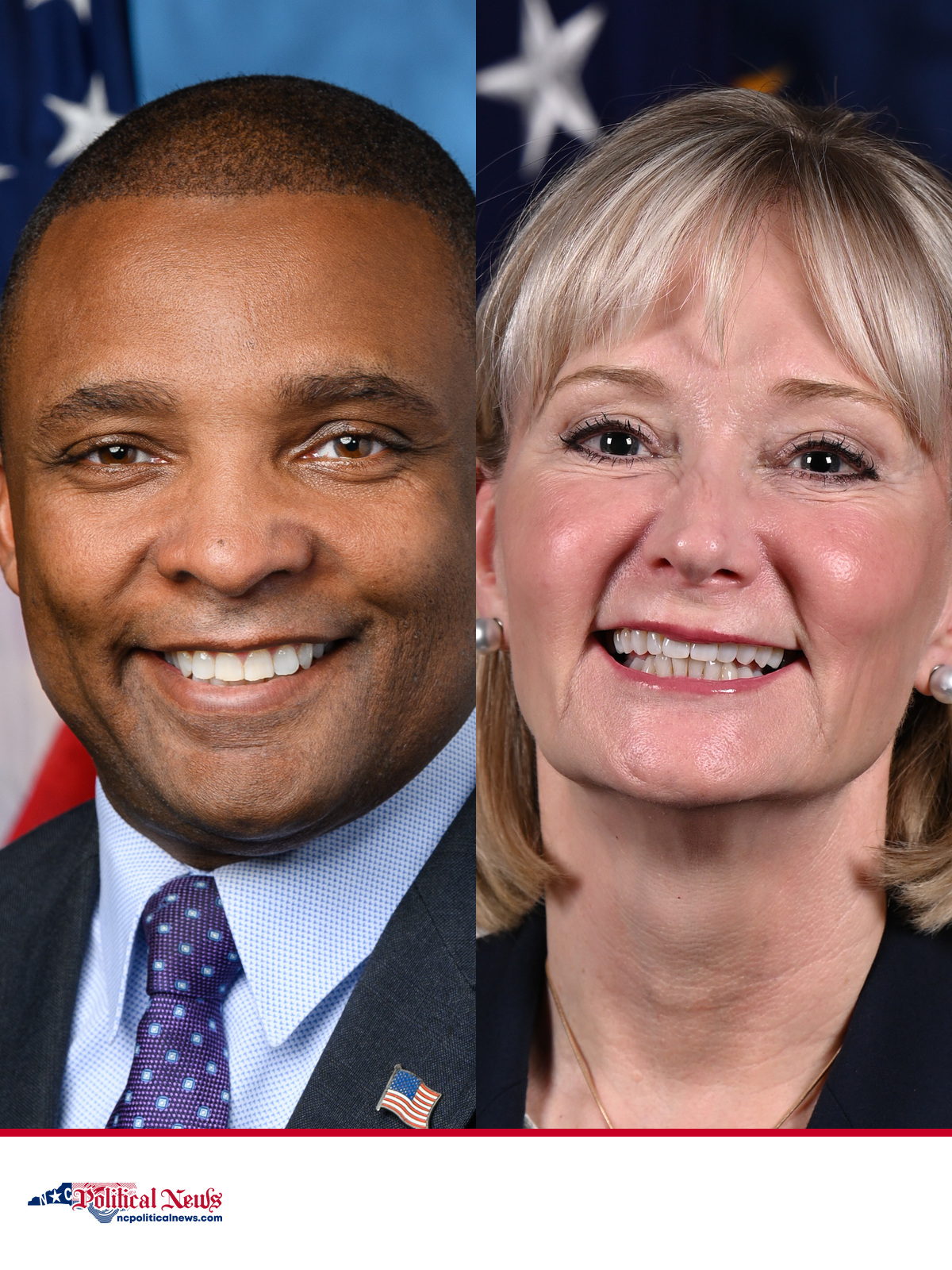 U.S. Rep. Don Davis and Laurie Buckhout in side-by-side official portraits.