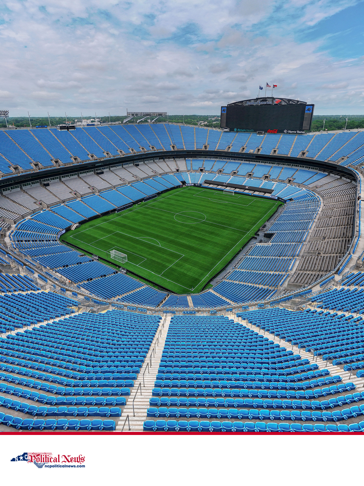 File photograph of Bank of America Stadium in Charlotte on July 31, 2025, not current renovation work.