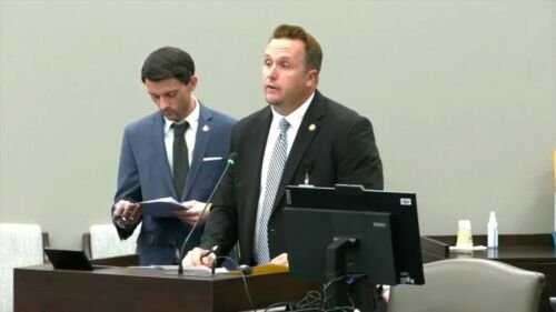Rep. Brian Biggs, R-Randolph presenting bill in committee.